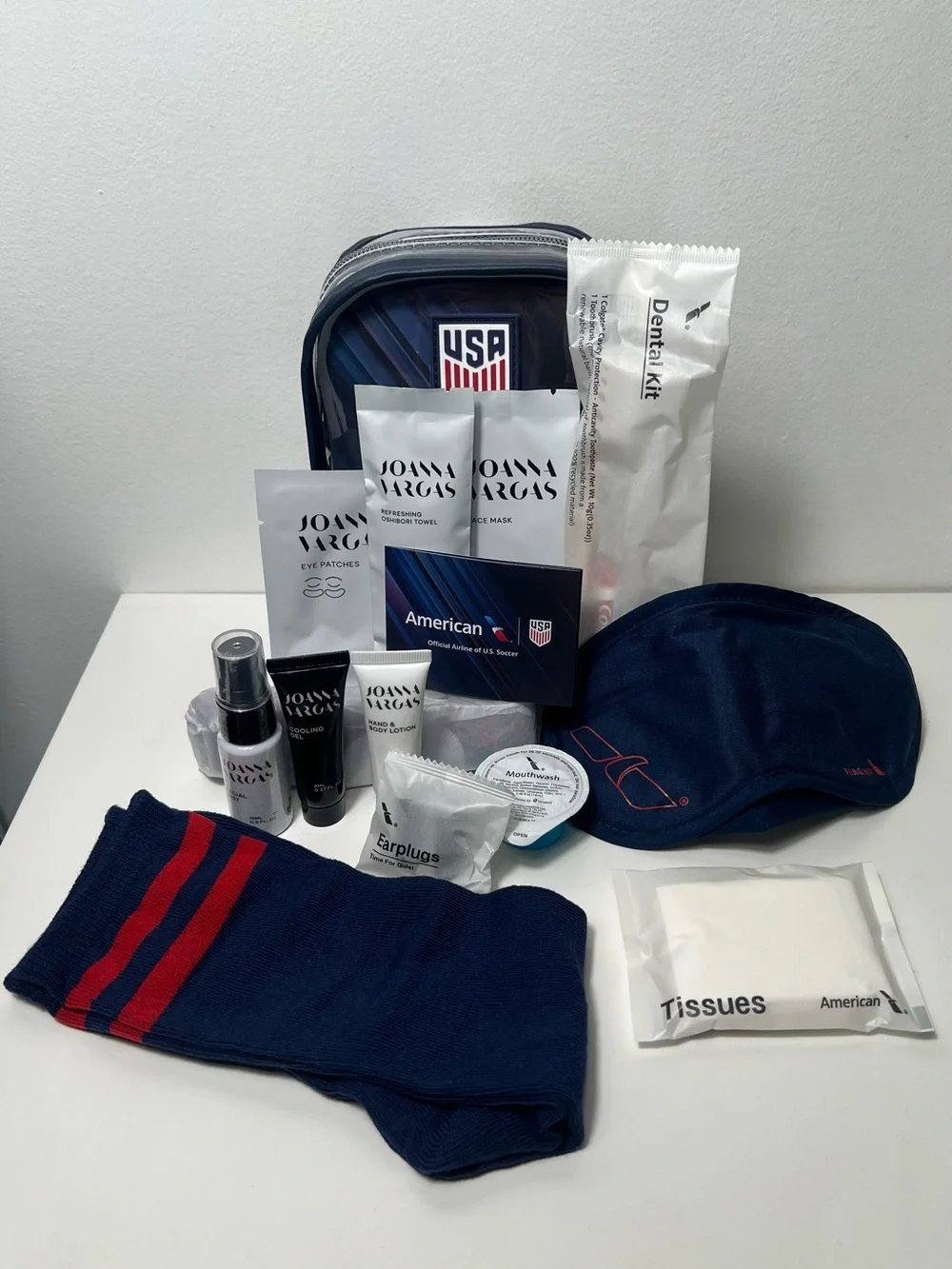 American Airlines FIFA Team USA World Cup Amenity Kit Clear Crossbody Sling Bag